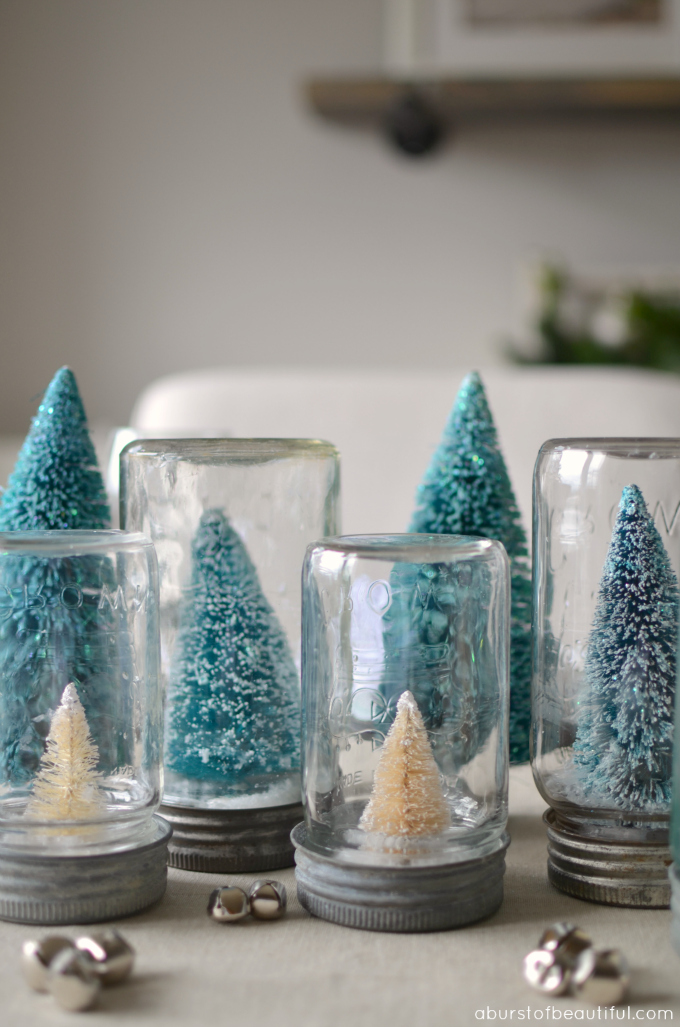A Burst of Beautiful - Bottle Brush Christmas Tree Snow Globe