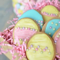 Celebrate Easter with these pretty easter egg sugar cookies. Our Peanut Butter Sugar Cookies are sweet and soft and so easy to make | A Burst of Beautiful
