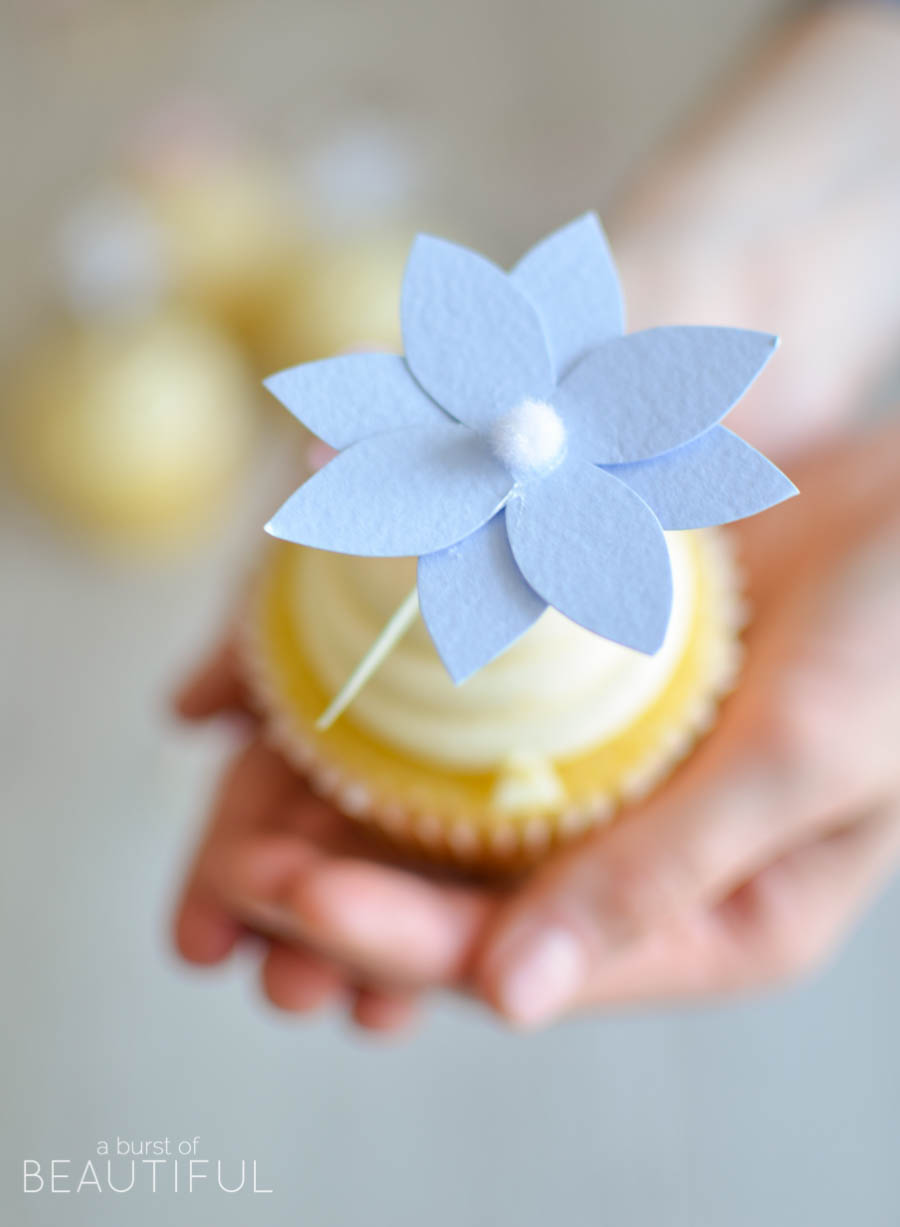 Add a whimsical touch to your next special event with these pretty DIY flower cupcake toppers | A Burst of Beautiful 