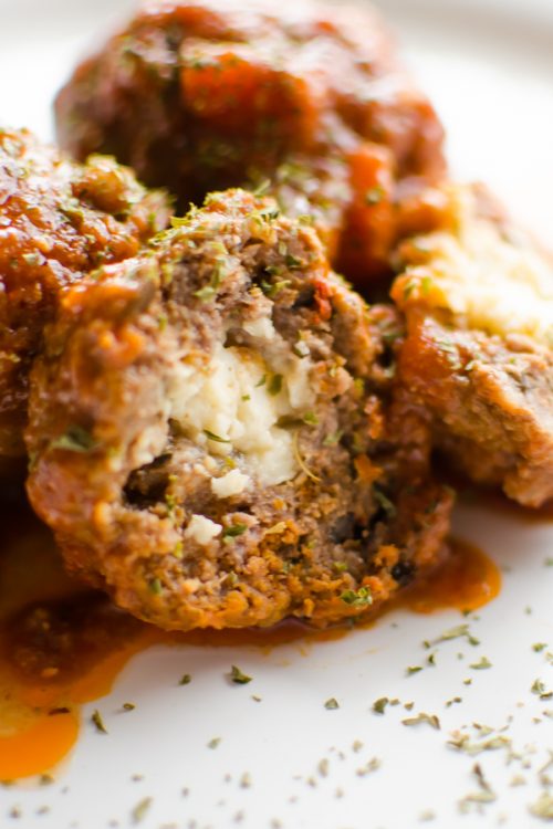 Slow Cooker Stuffed Mediterranean Meatballs