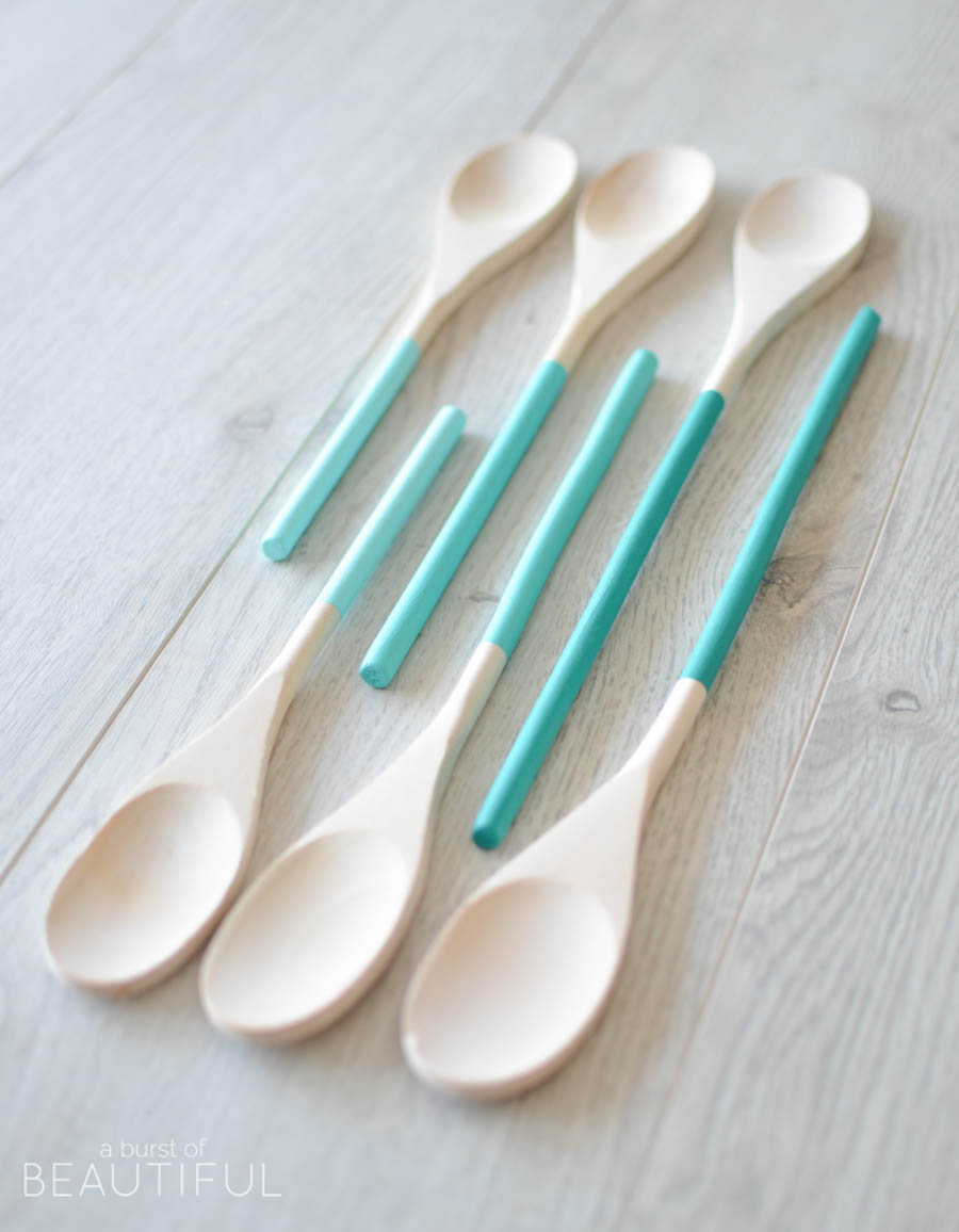 Ombre Painted Wood Spoons are a simple and inexpensive project |A Burst of Beautiful