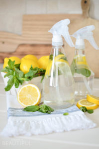 Mint and lemon infused natural homemade all purpose cleaner is an easy and inexpensive way to clean your home naturally | A Burst of Beautiful