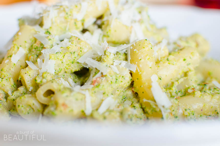 Creamy Broccoli Rigatoni is an easy and healthy family-friendly dinner for busy weeknights. Get the recipe at aburstofbeautiful.com |A Burst of Beautiful 