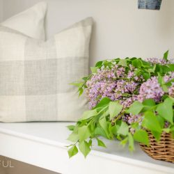 A cramped coat closet turns into a beautiful farmhouse inspired entry for a busy family with this simple makeover | A Burst of Beautiful