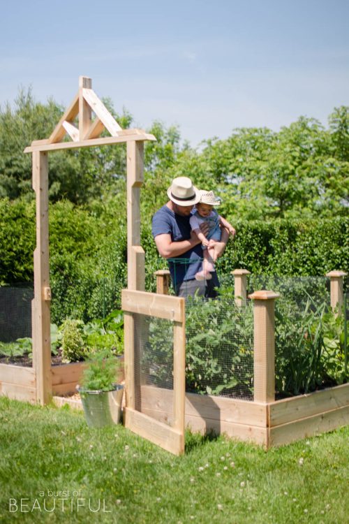 Gardening becomes fun for the whole family with a raised square foot vegetable garden | A Burst of Beautiful