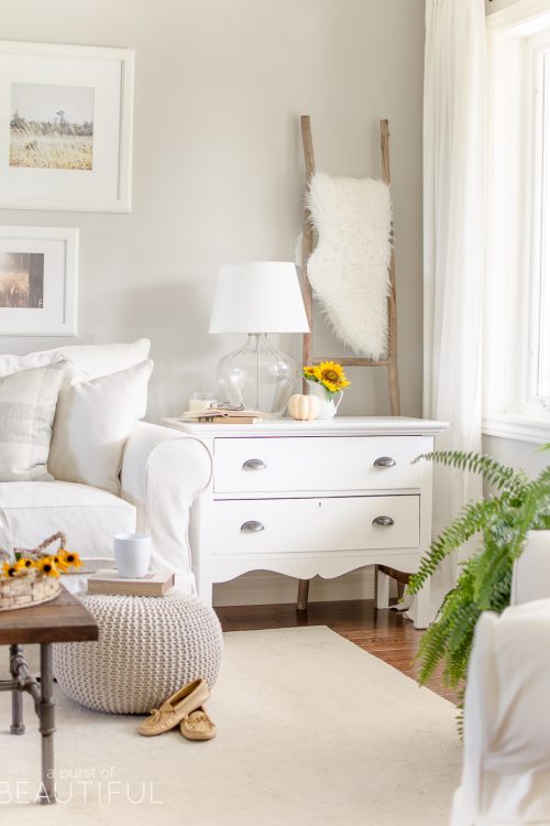 This beautiful modern farmhouse embraces fall with subtle hints of the season