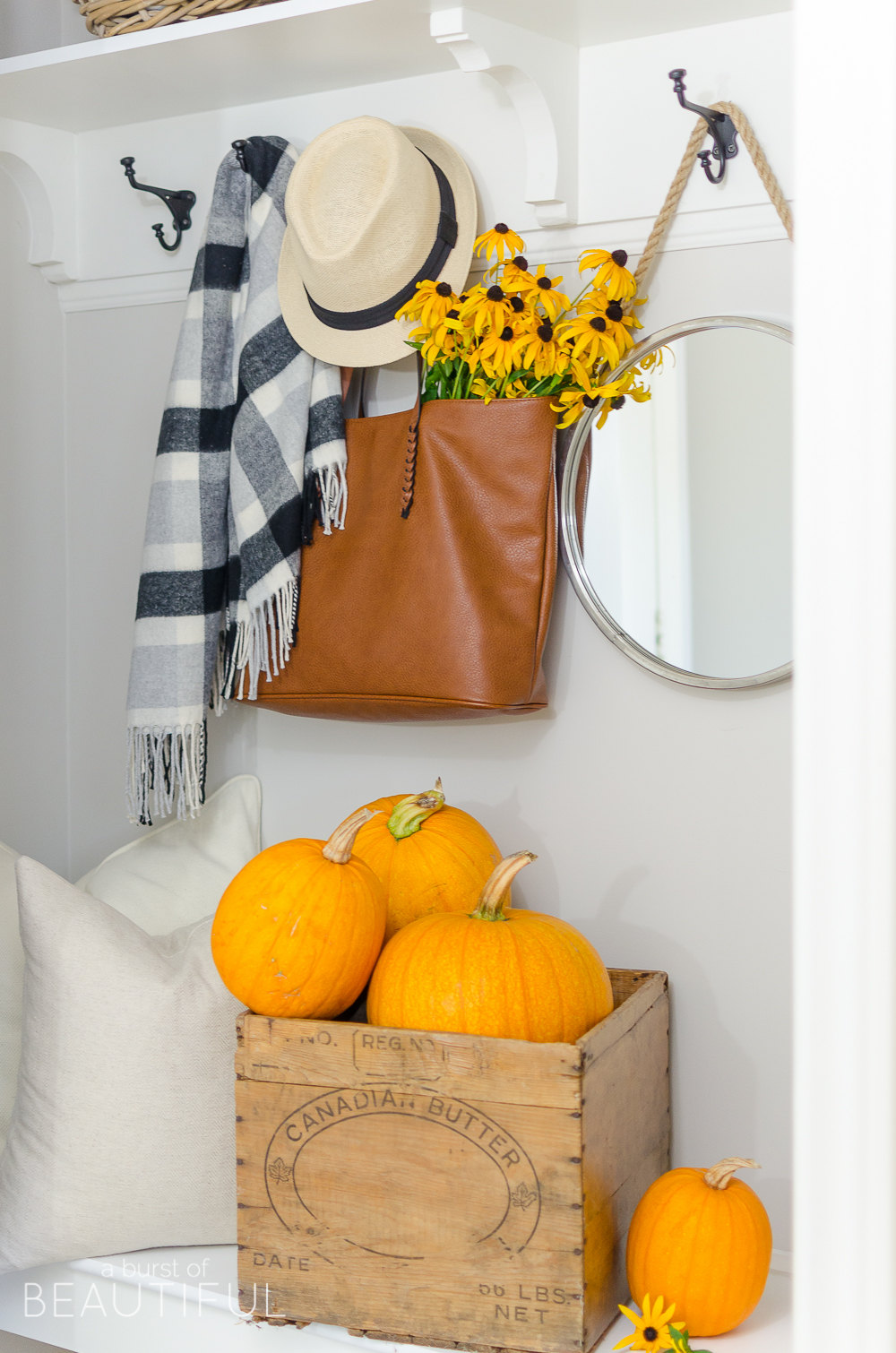 A simple farmhouse decorated with subtle touches of fall