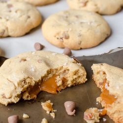 Sea salt and caramel add a twist to these classic chocolate chip cookies