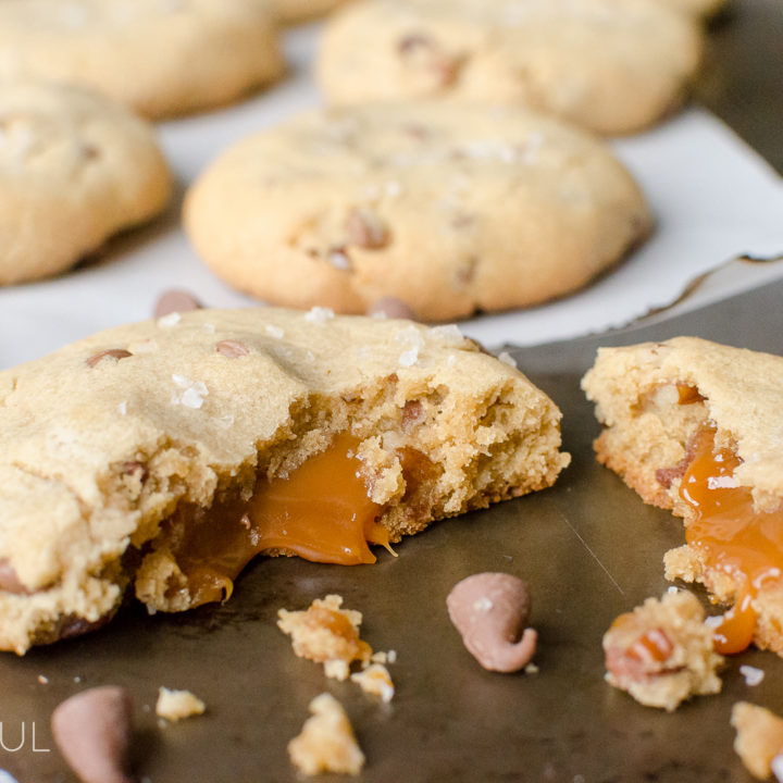 Sea salt and caramel add a twist to these classic chocolate chip cookies