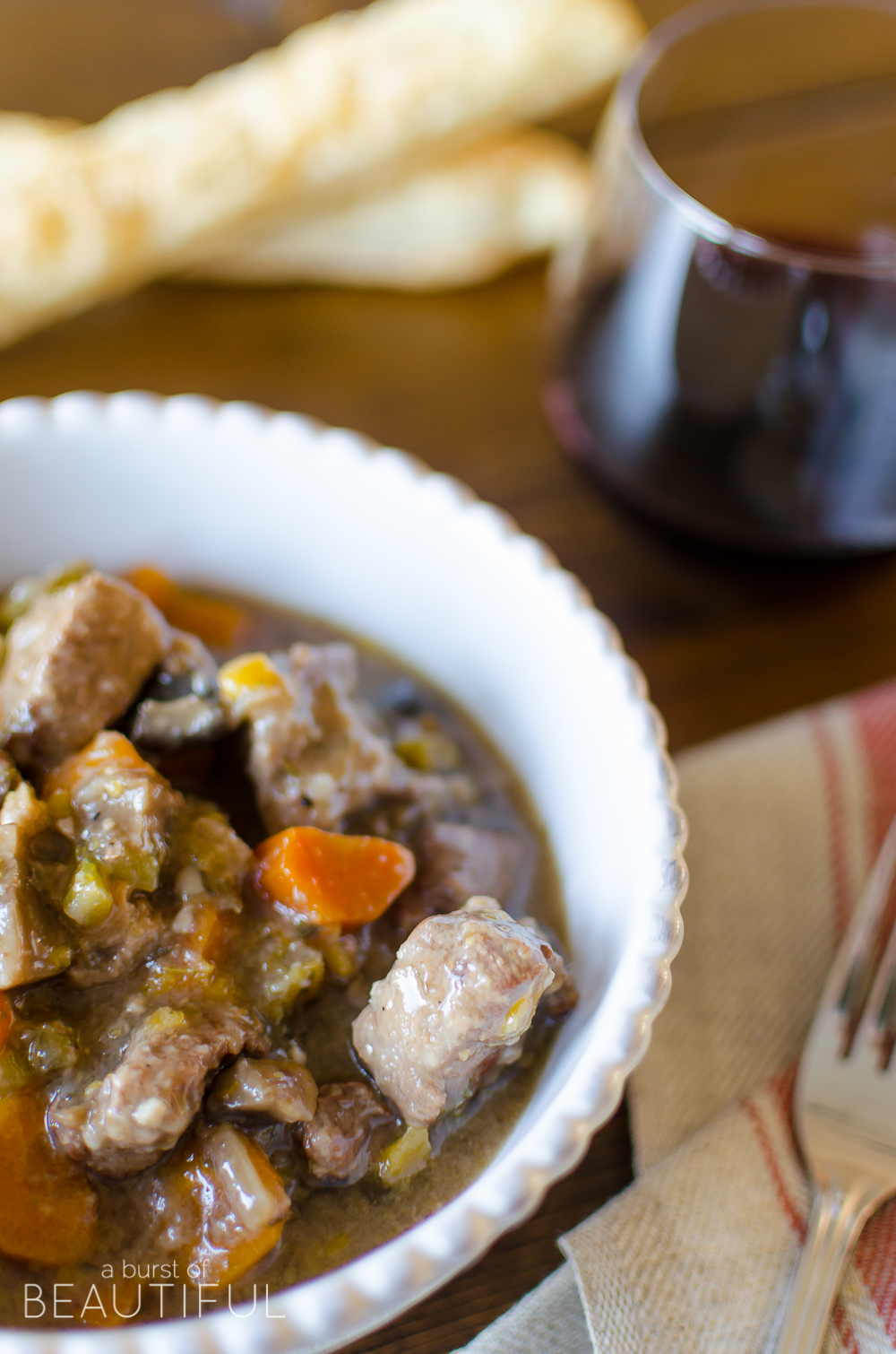 Homemade Beef and Mushroom Stew is a delicious and hearty meal to serve during the holidays