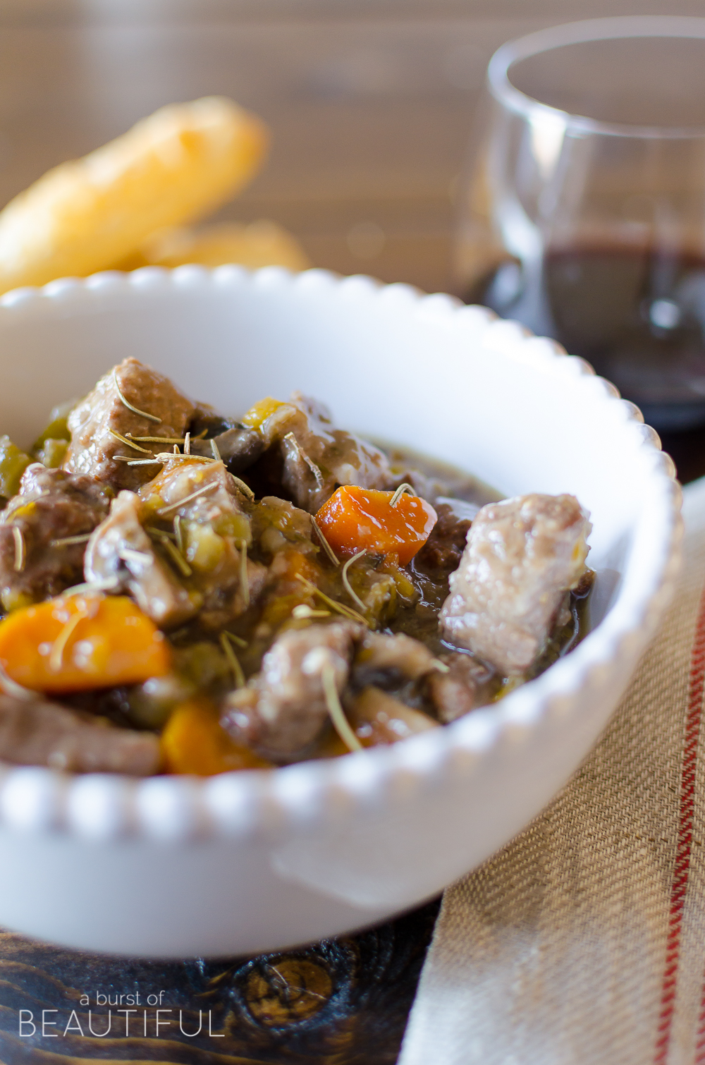 Homemade Beef and Mushroom Stew is a delicious and hearty meal to serve during the holidays