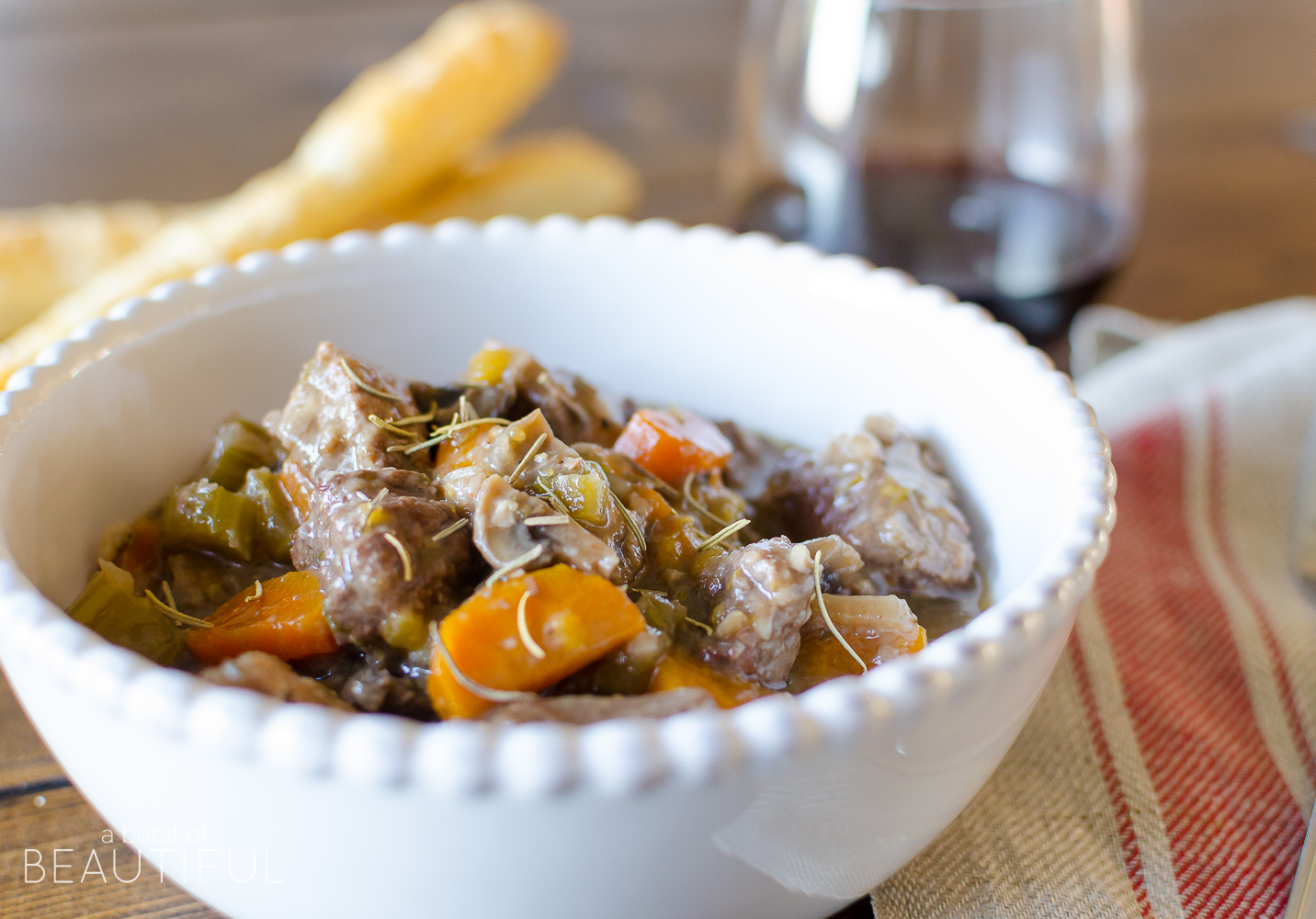 Homemade Beef and Mushroom Stew is a delicious and hearty meal to serve during the holidays