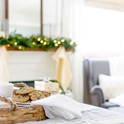 A cozy neutral Christmas bedroom full of farmhouse charm