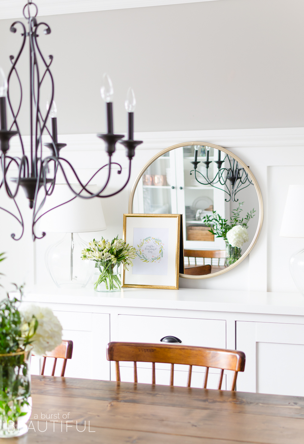 Decorate your home for spring with these 30+ free spring printables and beautiful vignettes.