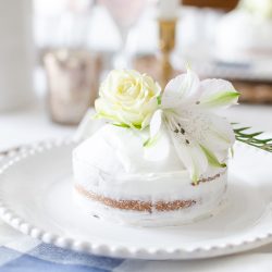 Mini Spring Naked Cakes | Almond Orange Cake Recipe are a sweet and simple addition to any spring tablescape or celebration. Find the recipe at www.aburstofbeautiful.com