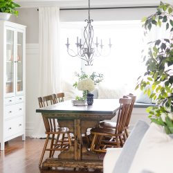 Spring Home Tour | Our Dining Room - A modern farmhouse feels bright and inviting as it embraces the spring season. Tour the full home at www.aburstofbeautiful.com.