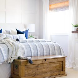 This DIY blanket storage chest will fit beautifully into any space and provides great additional storage for items such as blankets, pillows and toys. It can also be used as a coffee table, bench in an entryway or at the foot of a bed. It's simple, clean lines make it a timeless piece for your home.