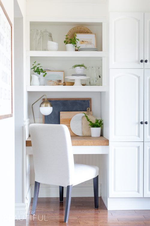Learn how to style open shelving in the kitchen and create this effortless modern farmhouse look