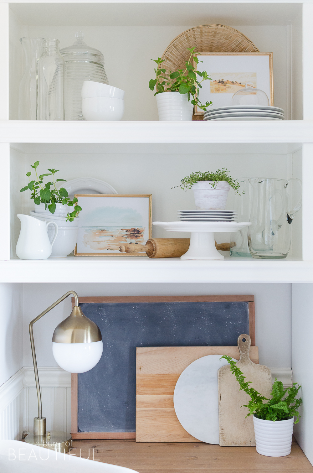 Learn how to style open shelving in the kitchen and create this effortless modern farmhouse look