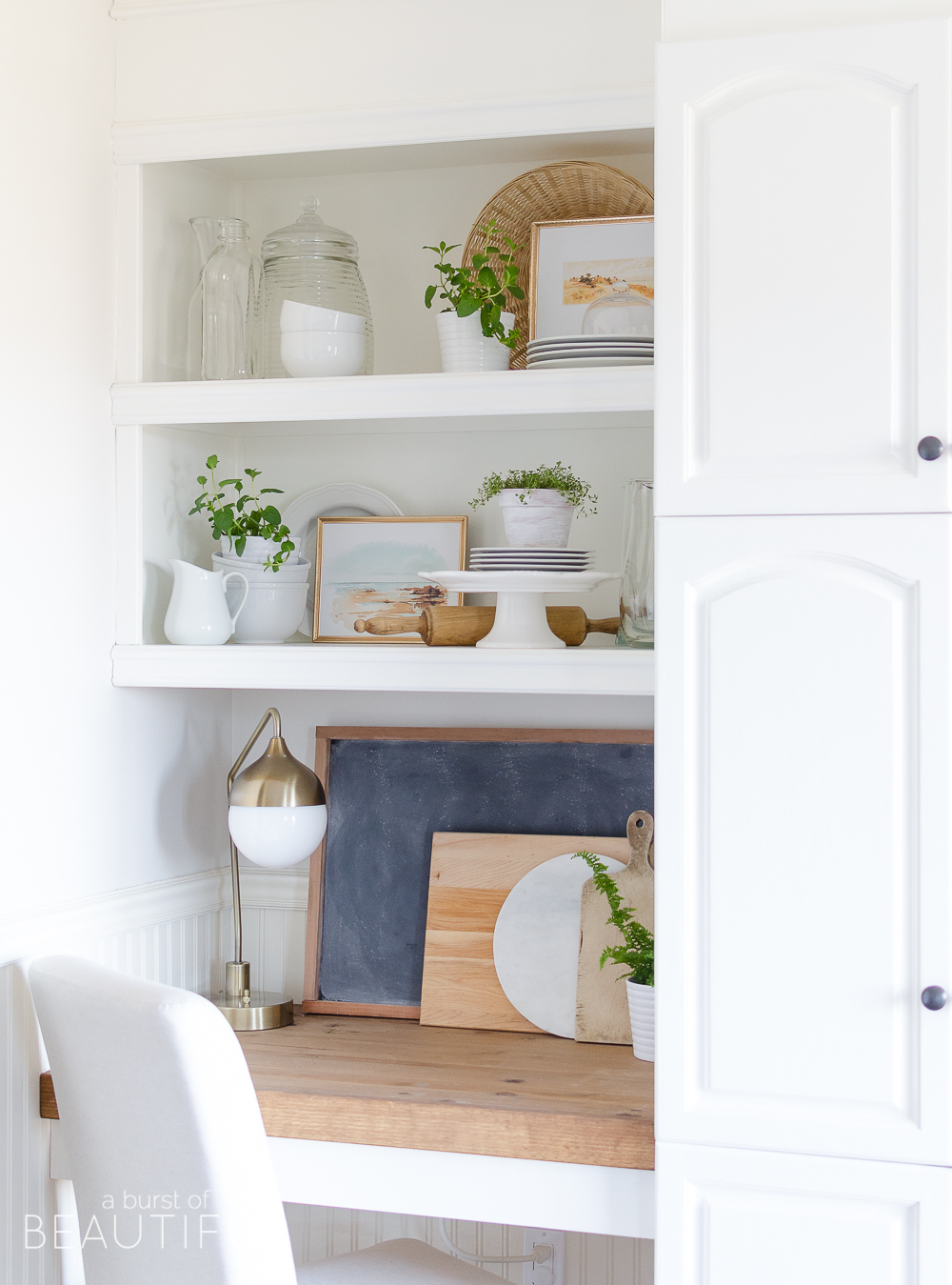Learn how to style open shelving in the kitchen and create this effortless modern farmhouse look