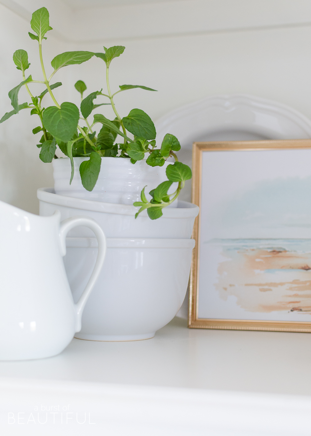 Learn how to style open shelving in the kitchen and create this effortless modern farmhouse look