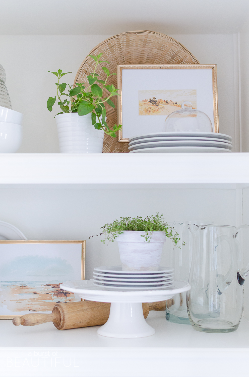 Learn how to style open shelving in the kitchen and create this effortless modern farmhouse look