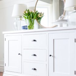 Building a modern farmhouse sideboard buffet is easy with these free plans.