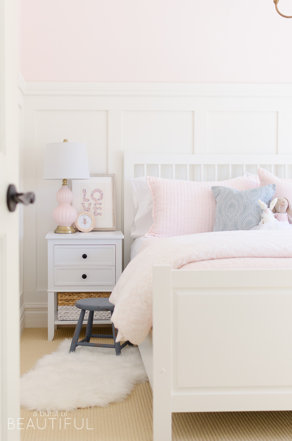 white bed for little girl