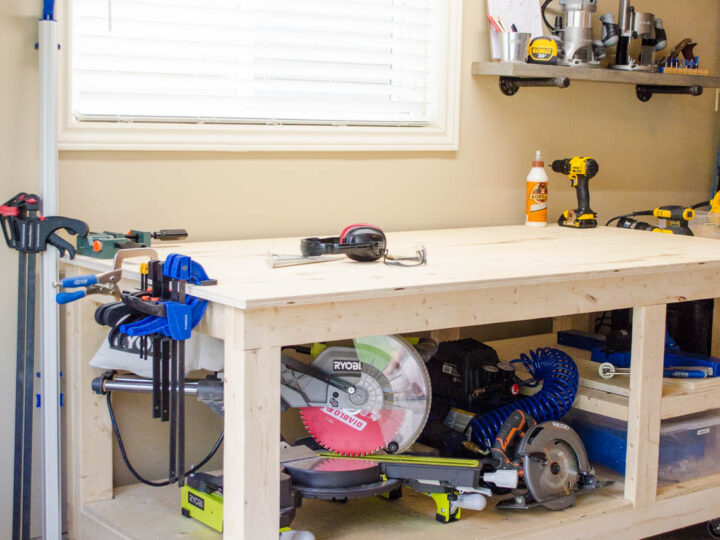 Made a folding workbench for my garage. : r/woodworking