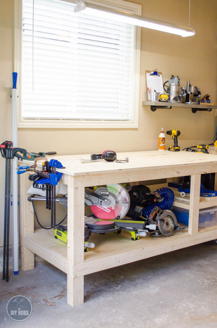 Simple Workbench. One 4x8 sheet of 3/4 Plywood and about 10 2x4s. :  r/Workbenches