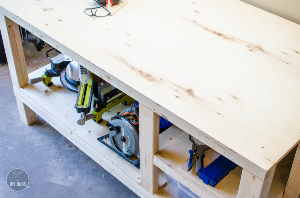 Simple Workbench. One 4x8 sheet of 3/4 Plywood and about 10 2x4s