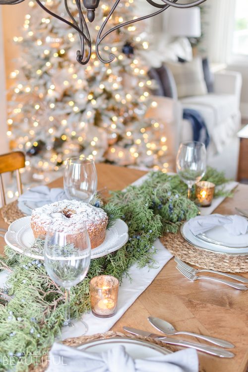 Simple Christmas Tablescape with Fresh Greenery