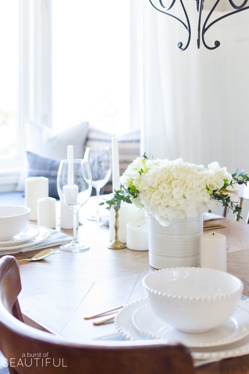 Simple Blue and White Spring Tablescape