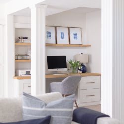 A small nook provides the perfect space for home office or studio, with this simple built-in desk