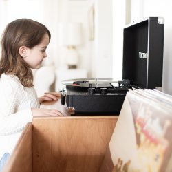 Build your own retro-inspired record cabinet to house your turntable and vinyl collection with our free plans!