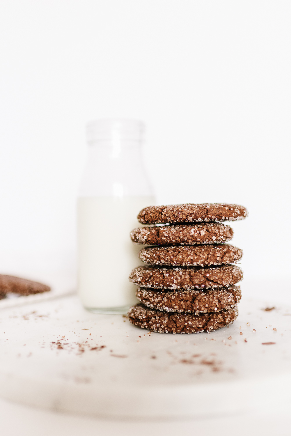 stack of gluten free chocolate peanut butter cookies with milk
