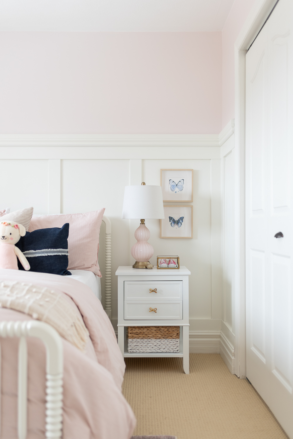 Sweet and Playful Kid's Bedroom in Shades of Pink and Blue - Nick + Alicia